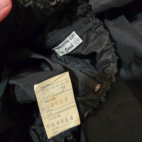 14 (fits 8) 80s Vintage What's Up by Carol Black Sequin Strapless Poof Dress - Picture 3 of 8